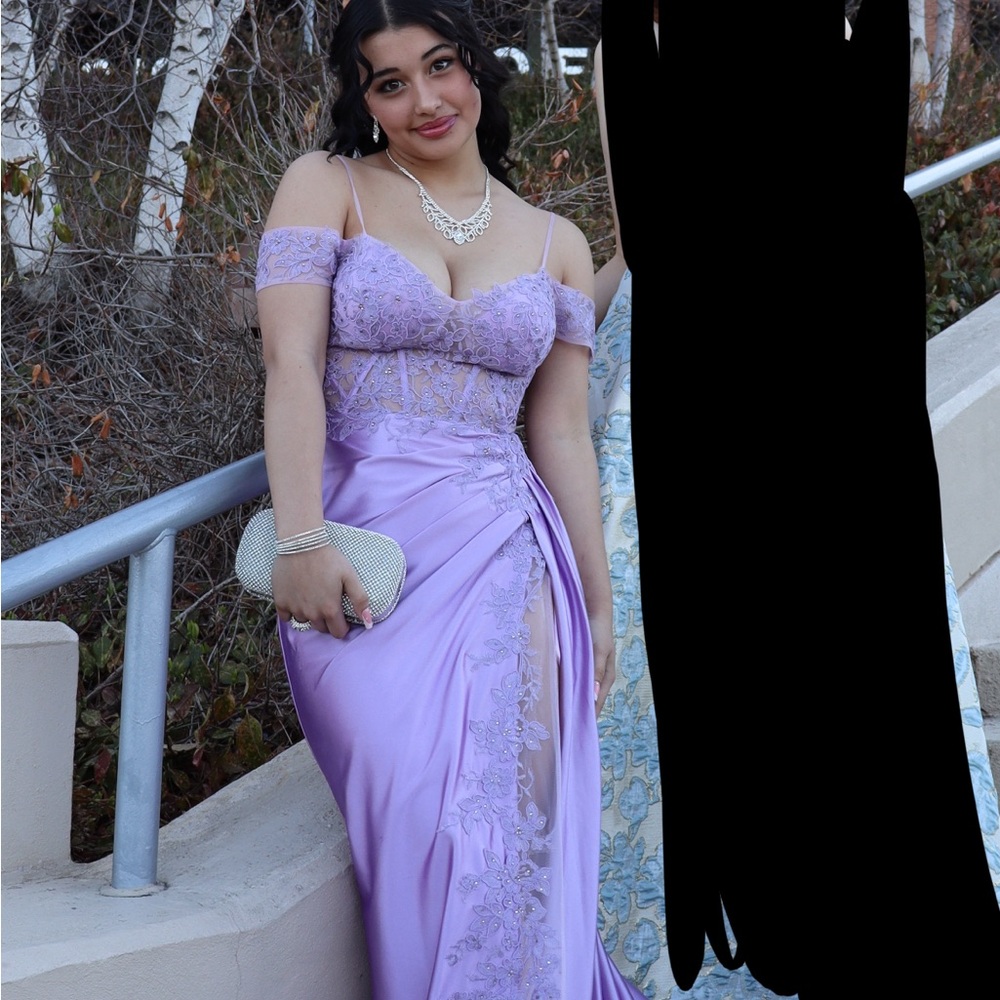Purple Slit Embellished Gown for Prom